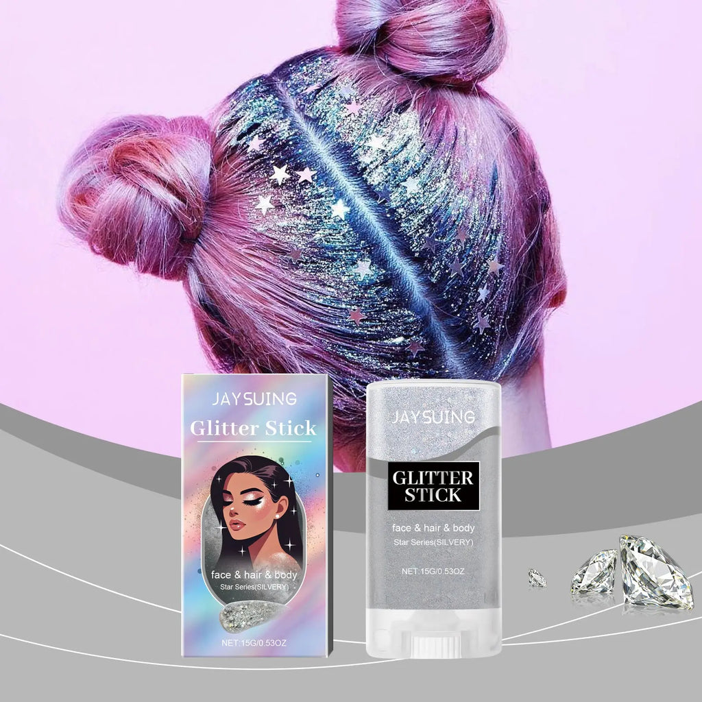 Jaysuing Sequined Glitter Stick (Silver), Party Dance, Performance, Makeup, Face, Body, Collarbone, Highlight And Shine eprolo