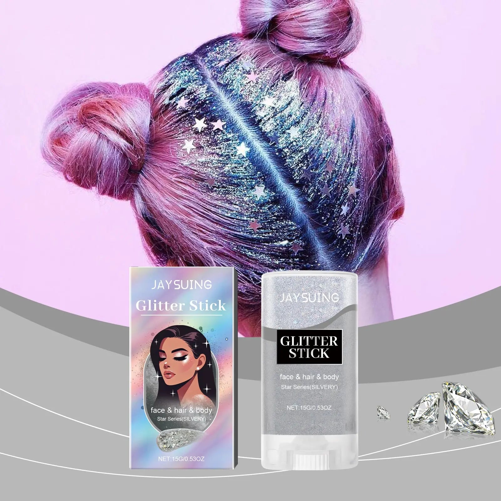 Jaysuing Sequined Glitter Stick (Silver), Party Dance, Performance, Makeup, Face, Body, Collarbone, Highlight And Shine eprolo