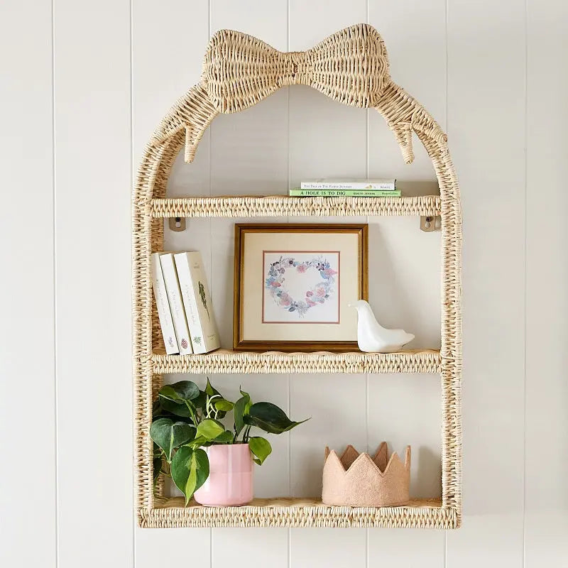 Butterfly Woven Storage Basket Wall Decoration Shelving Practical Hanging Ornament for Kids' Room and Guesthouse Woven Decor eprolo