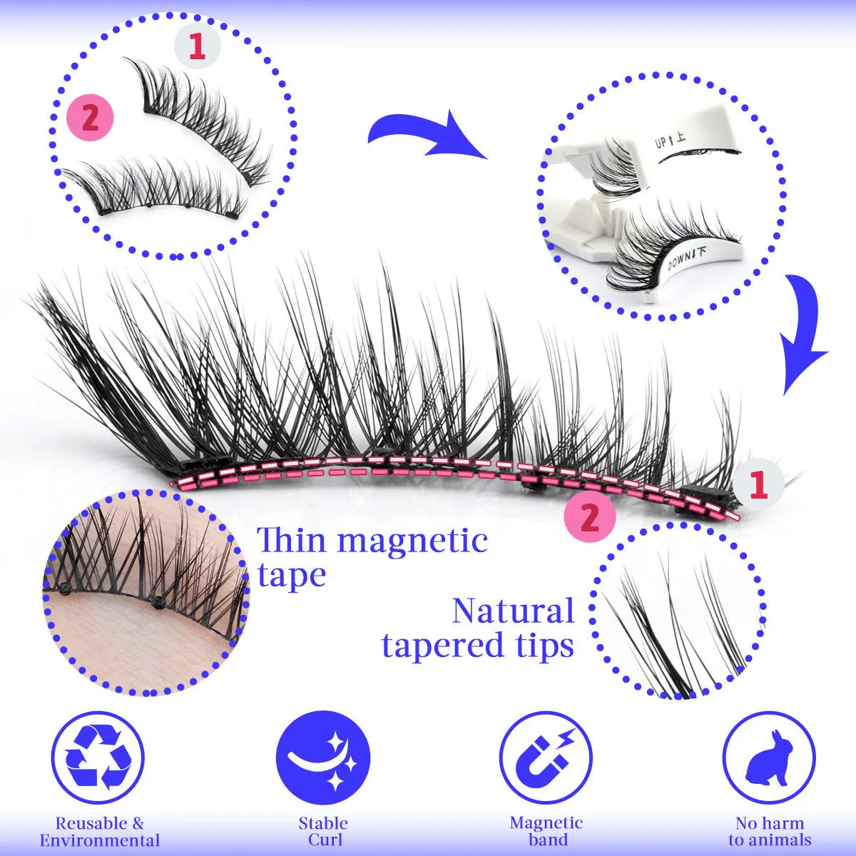 Waterproof Reusable Natural Thick No Glue Required Eyelashes eprolo
