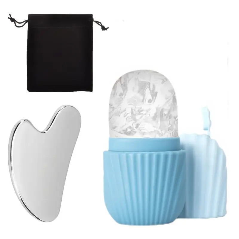 Silicone Ice Grid Scraping Plate Facial Care Tool Set with Storage Bag for Applying Ice Grid to Face eprolo