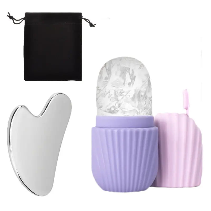 Silicone Ice Grid Scraping Plate Facial Care Tool Set with Storage Bag for Applying Ice Grid to Face eprolo