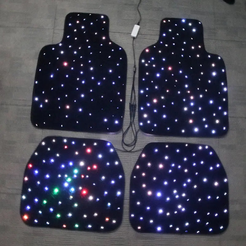 Car Fiber Optic Floor Mats Full Set of 4 Pieces with Starlight Effect eprolo
