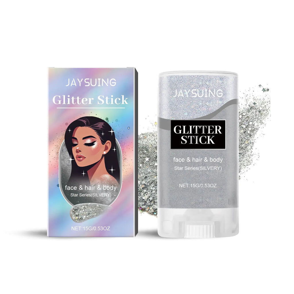 Jaysuing Sequined Glitter Stick (Silver), Party Dance, Performance, Makeup, Face, Body, Collarbone, Highlight And Shine eprolo