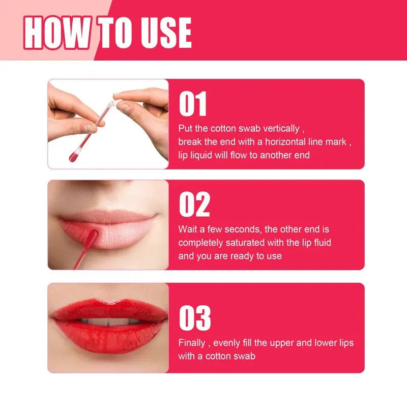 EELHOE Cotton Swab Lipstick, Portable Cigarette Case Lipstick Dye Lip Liquid Lip Gloss Lip Glaze Non-Stick Cup Moisture Lasting eprolo