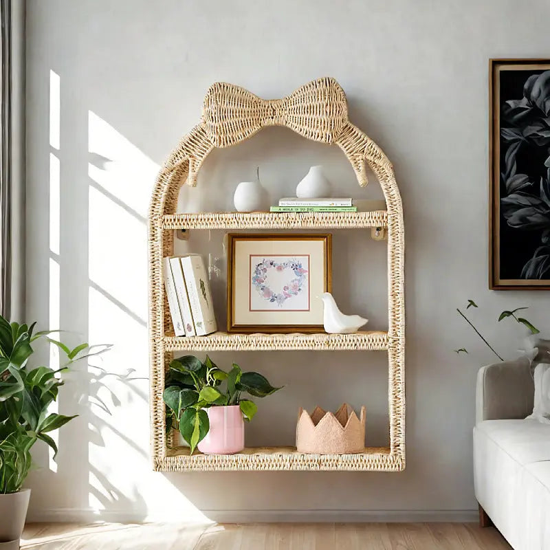 Butterfly Woven Storage Basket Wall Decoration Shelving Practical Hanging Ornament for Kids' Room and Guesthouse Woven Decor eprolo