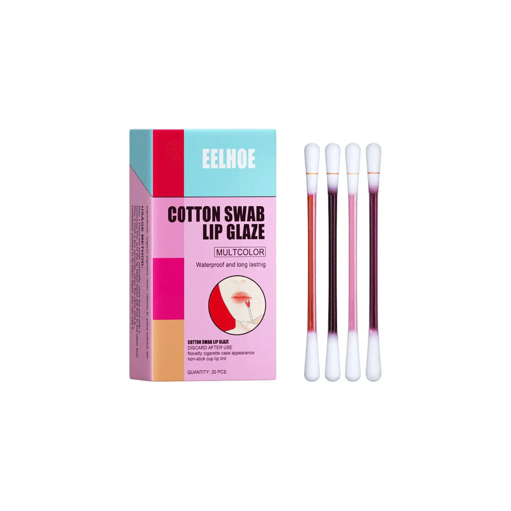 EELHOE Cotton Swab Lipstick, Portable Cigarette Case Lipstick Dye Lip Liquid Lip Gloss Lip Glaze Non-Stick Cup Moisture Lasting eprolo