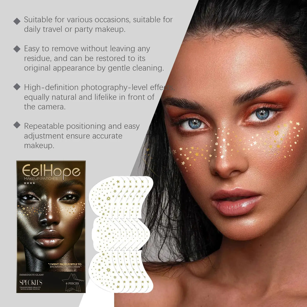 Eelhope Glitter Spot Tattooed Face Stickers Easily Create Natural Freckle Makeup Beauty Makeup eprolo