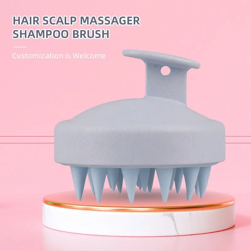 Wheat straw household scalp cleaning anti itch massage brush scratch head silicone hair wash brush eprolo