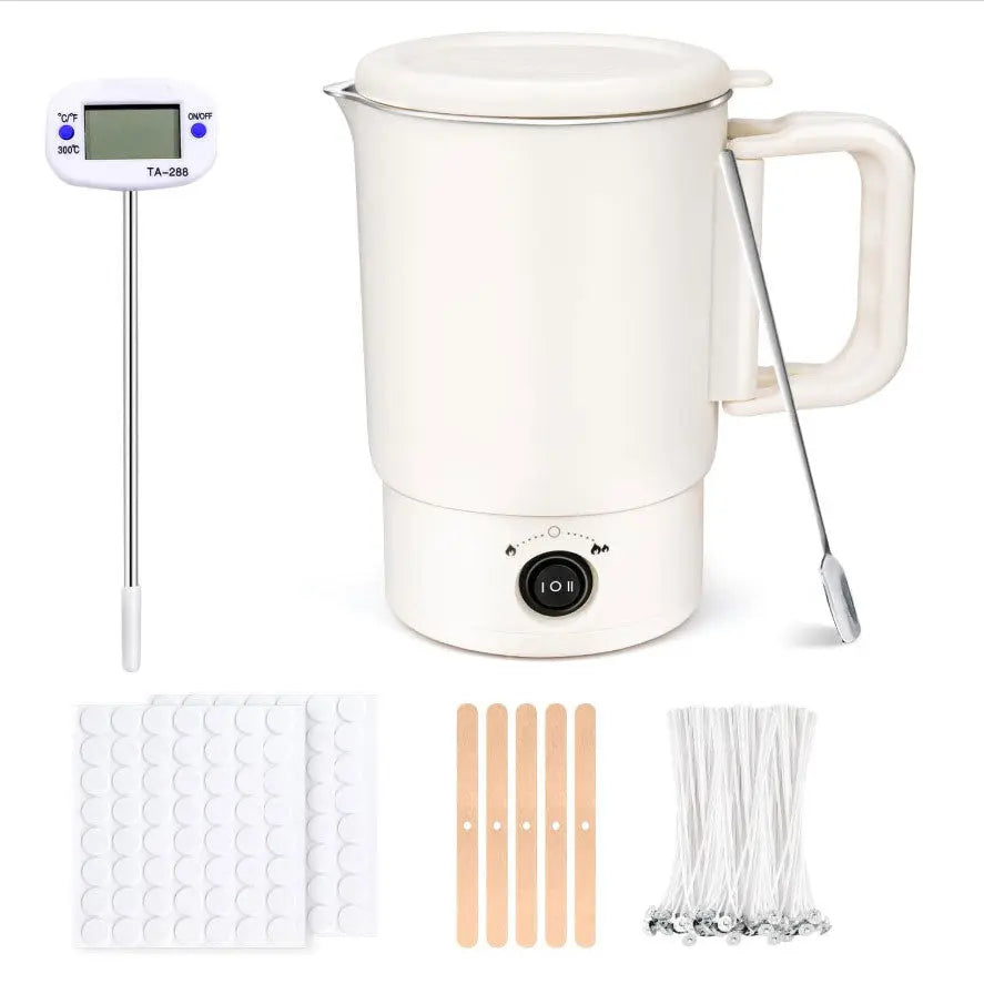A47U 800ml Electric Wax Kettle, Candle Making Pouring Pot with Thermometer, DIY Craft Tool Kit for Beginners, UK Plug eprolo