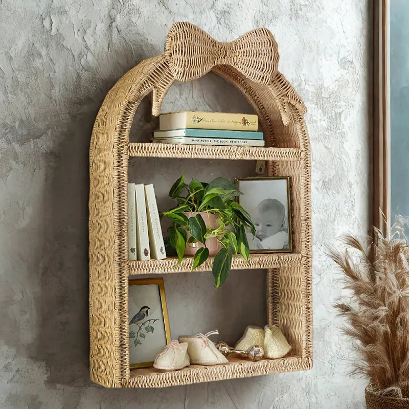 Butterfly Woven Storage Basket Wall Decoration Shelving Practical Hanging Ornament for Kids' Room and Guesthouse Woven Decor eprolo