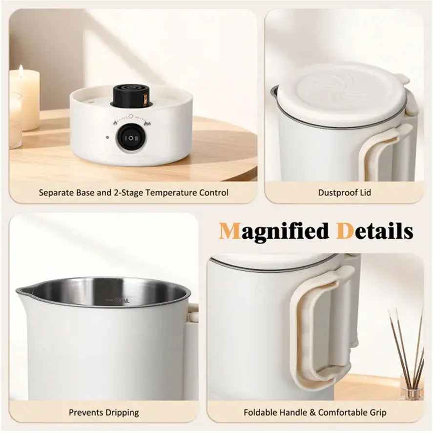 A47U 800ml Electric Wax Kettle, Candle Making Pouring Pot with Thermometer, DIY Craft Tool Kit for Beginners, UK Plug eprolo