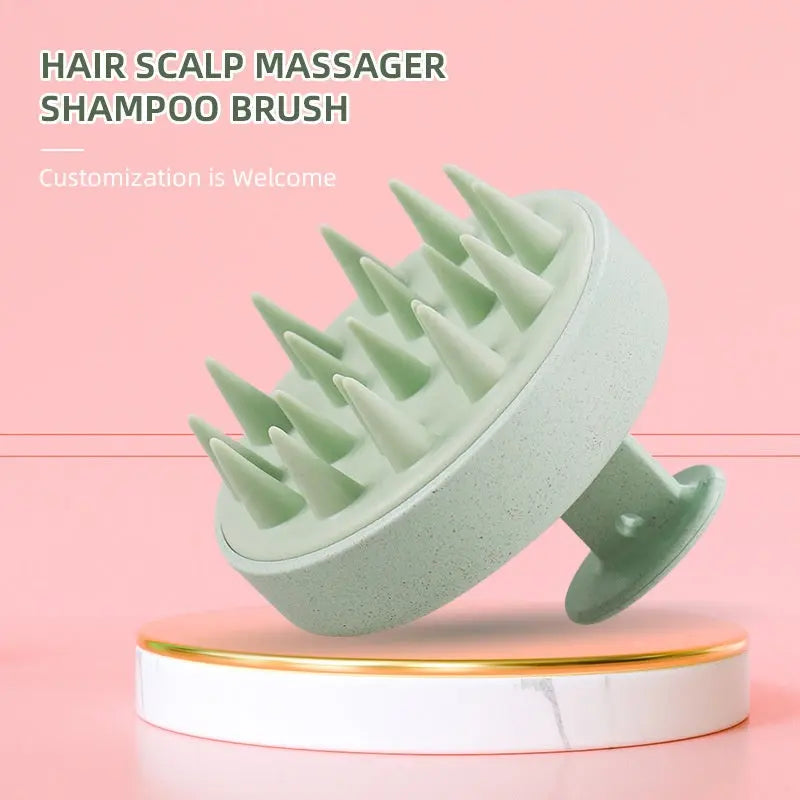 Wheat straw household scalp cleaning anti itch massage brush scratch head silicone hair wash brush eprolo