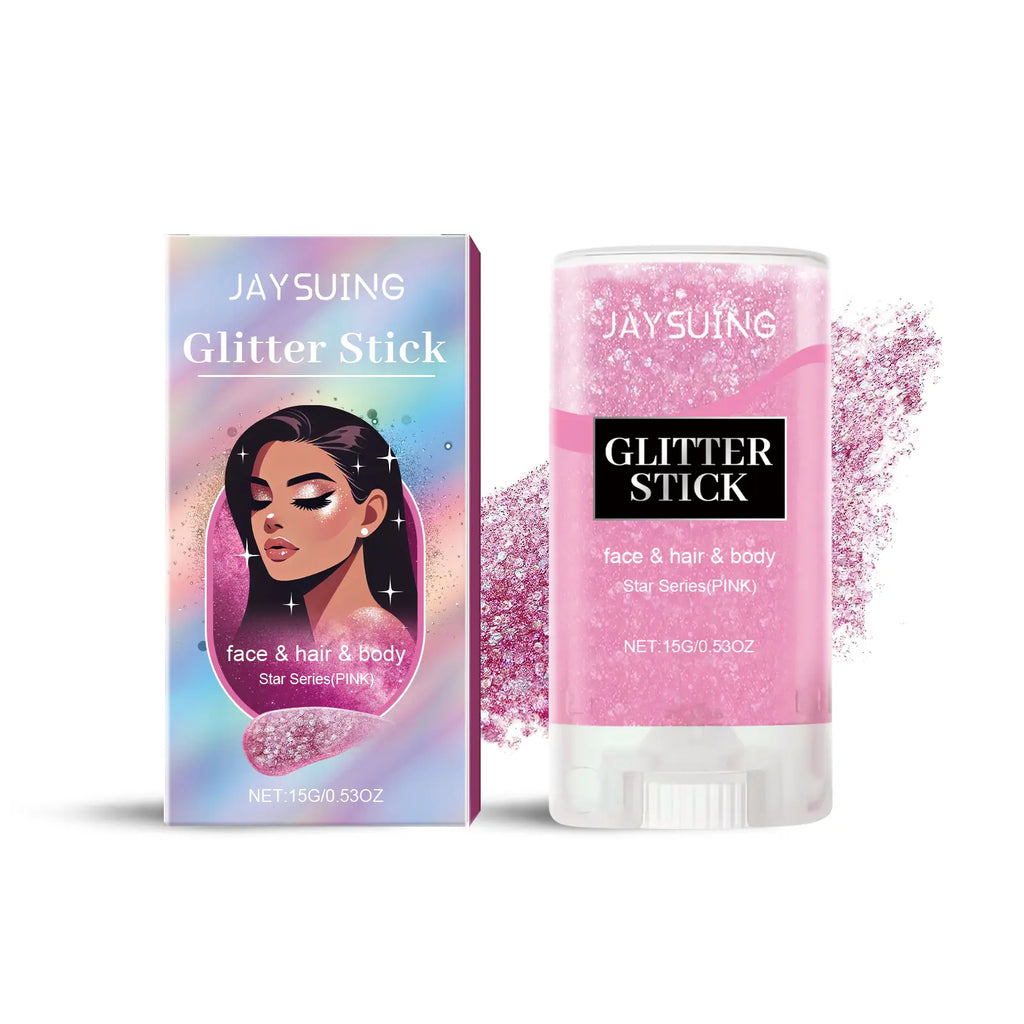 Jaysuing  Sequined Glitter Stick (Pink), Party, Dance, Performance, Makeup, Face, Body, Collarbone, Highlight And Shine eprolo