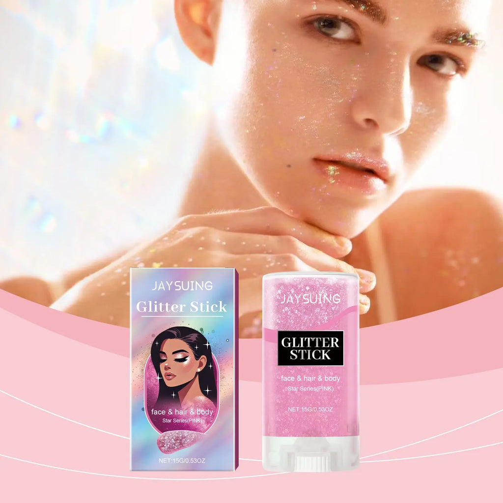 Jaysuing  Sequined Glitter Stick (Pink), Party, Dance, Performance, Makeup, Face, Body, Collarbone, Highlight And Shine eprolo