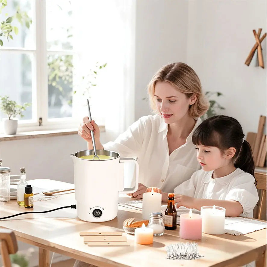 A47U 800ml Electric Wax Kettle, Candle Making Pouring Pot with Thermometer, DIY Craft Tool Kit for Beginners, UK Plug eprolo
