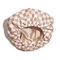 Waterproof Three-Layer Bath Cap with Silk-Like Lining and Checkered Design, Premium Hair Care Cap eprolo
