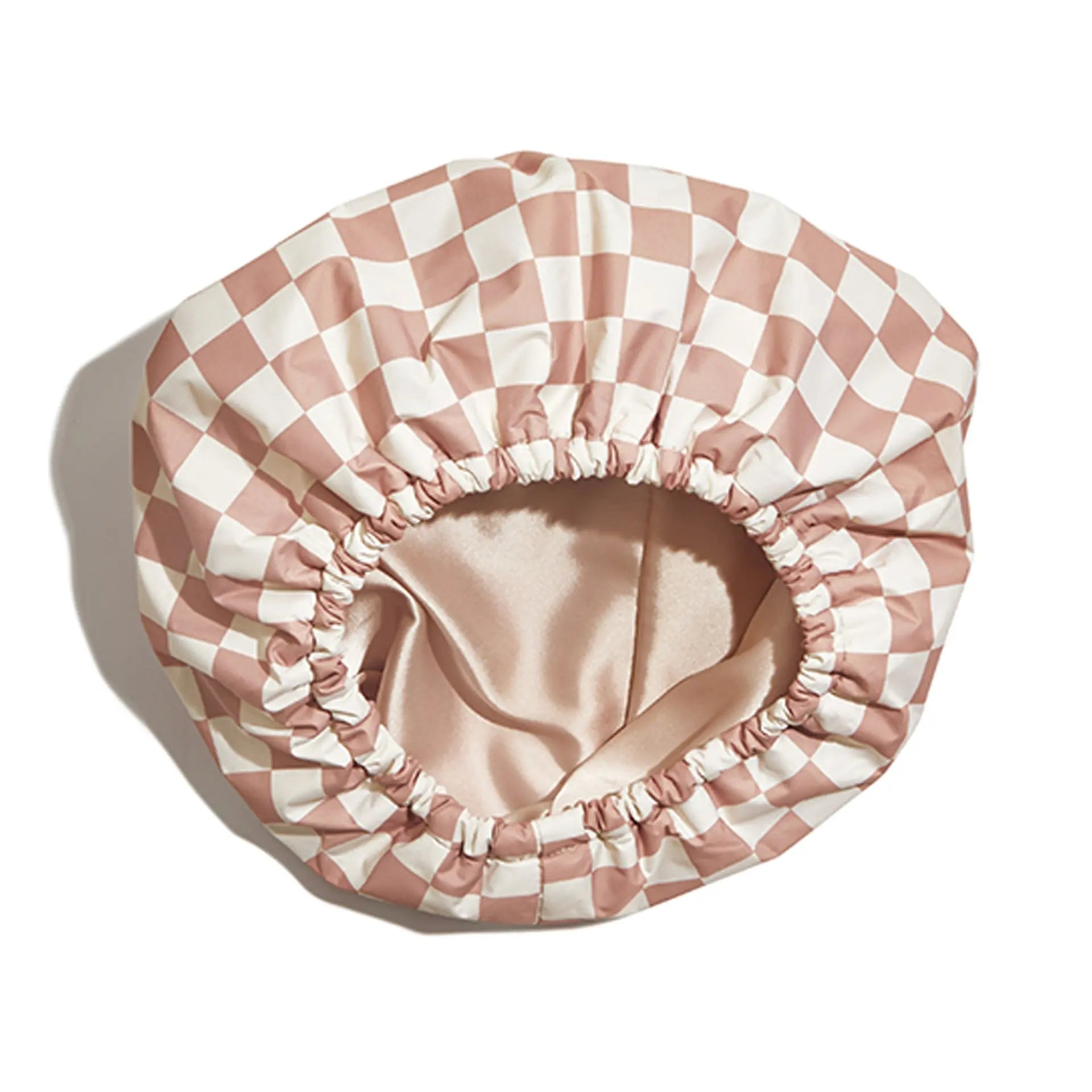 Waterproof Three-Layer Bath Cap with Silk-Like Lining and Checkered Design, Premium Hair Care Cap eprolo