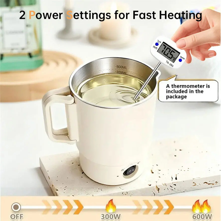 A47U 800ml Electric Wax Kettle, Candle Making Pouring Pot with Thermometer, DIY Craft Tool Kit for Beginners, UK Plug eprolo