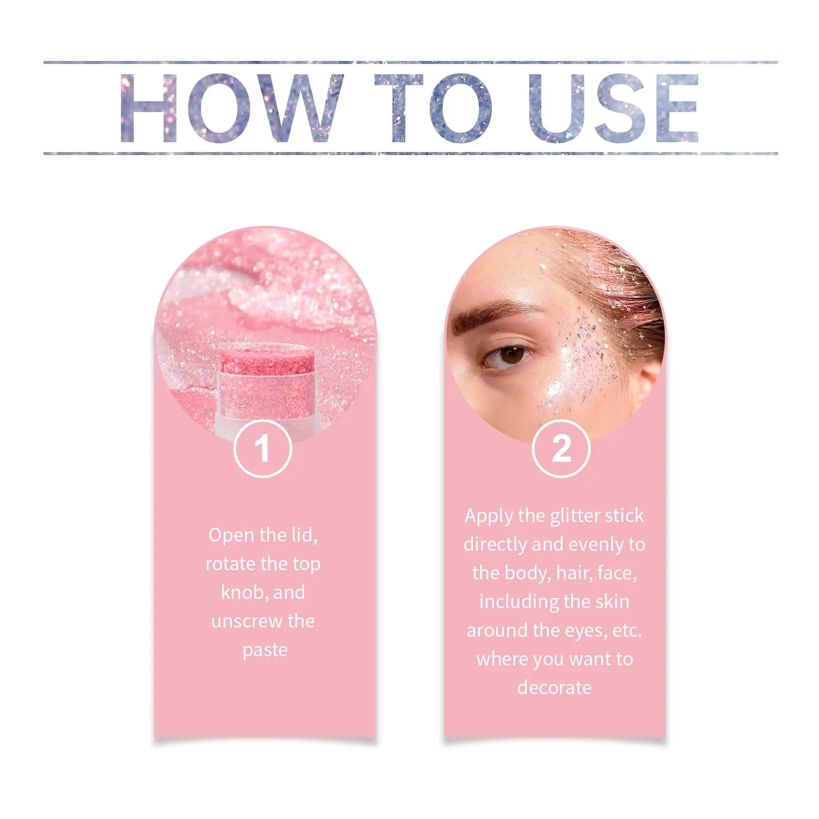 Jaysuing  Sequined Glitter Stick (Pink), Party, Dance, Performance, Makeup, Face, Body, Collarbone, Highlight And Shine eprolo
