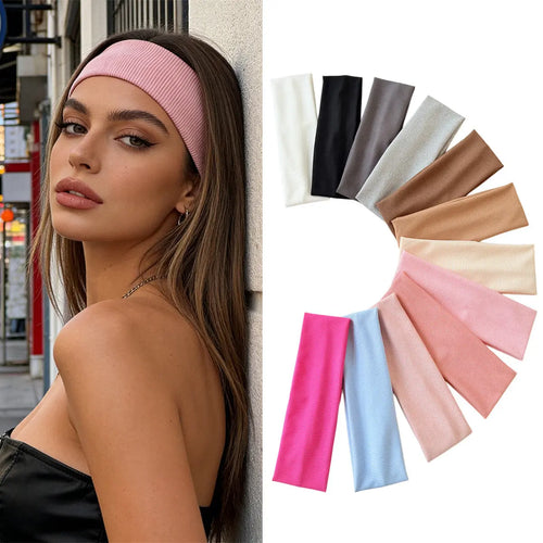 Cotton Elastic Headband Wide Sweat-Absorbent Band, Solid Color, Multi-Functional Headwear eprolo