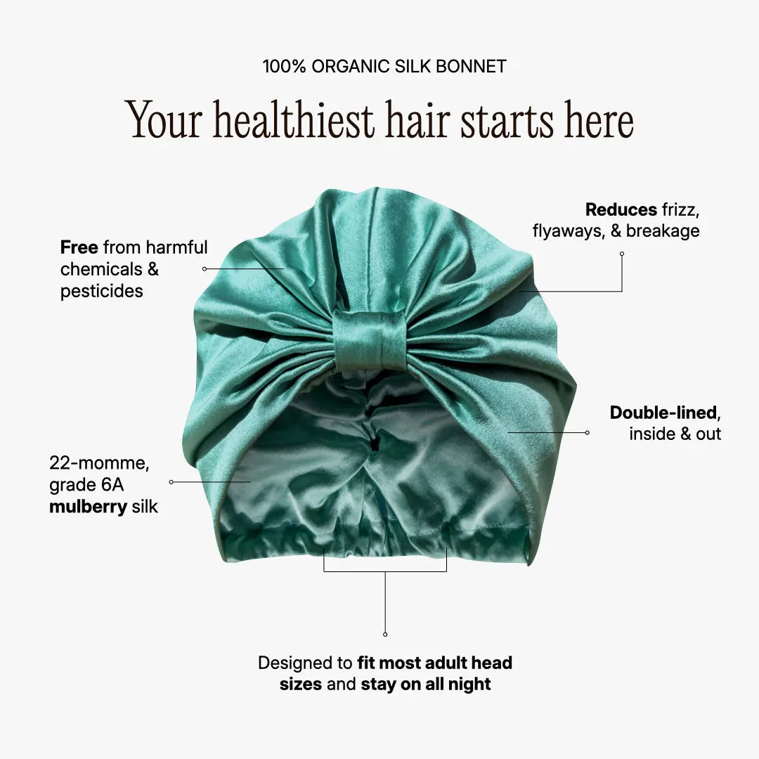 Organic Silk Hair Bonnet Jade Green LINA LENNOX