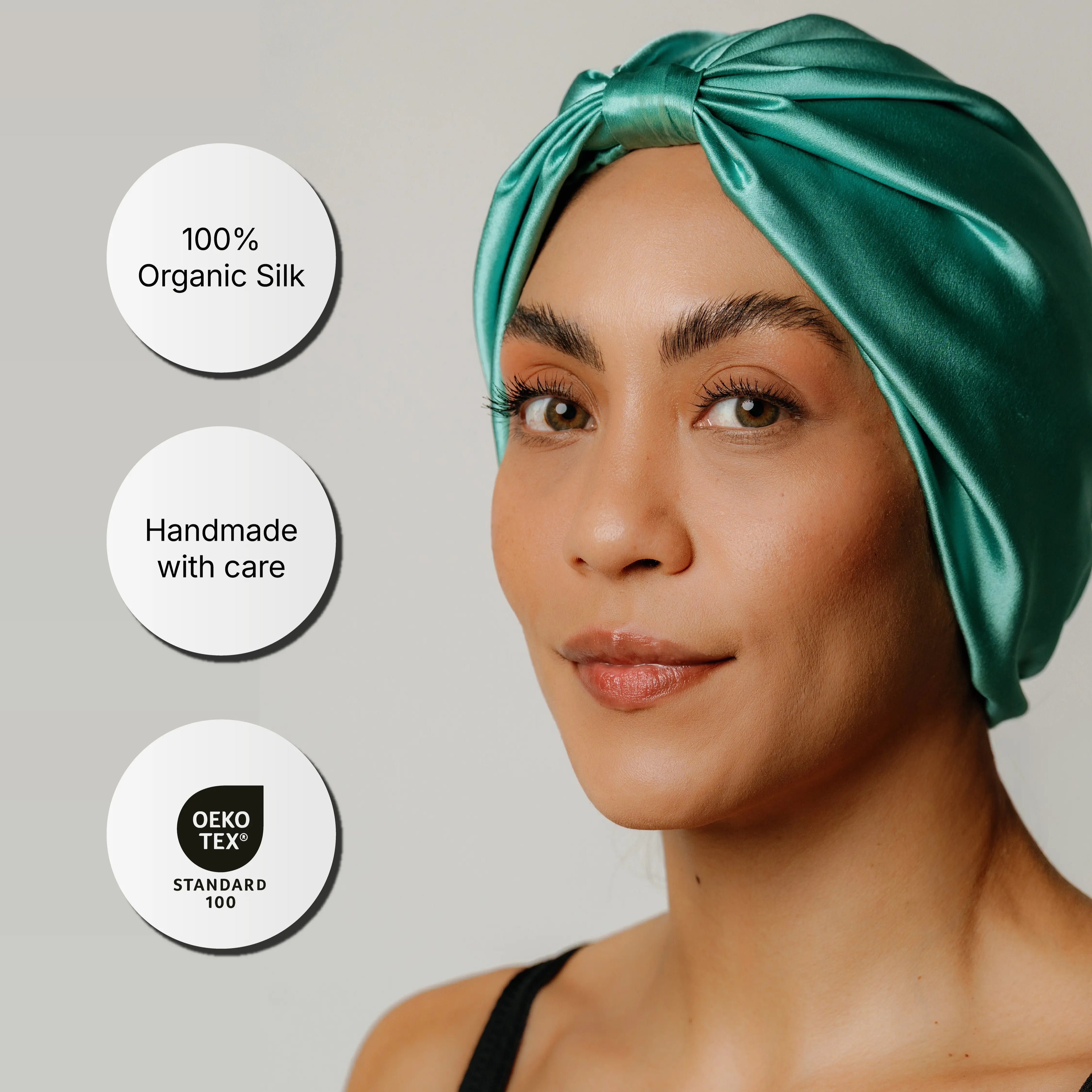 Organic Silk Hair Bonnet Jade Green LINA LENNOX
